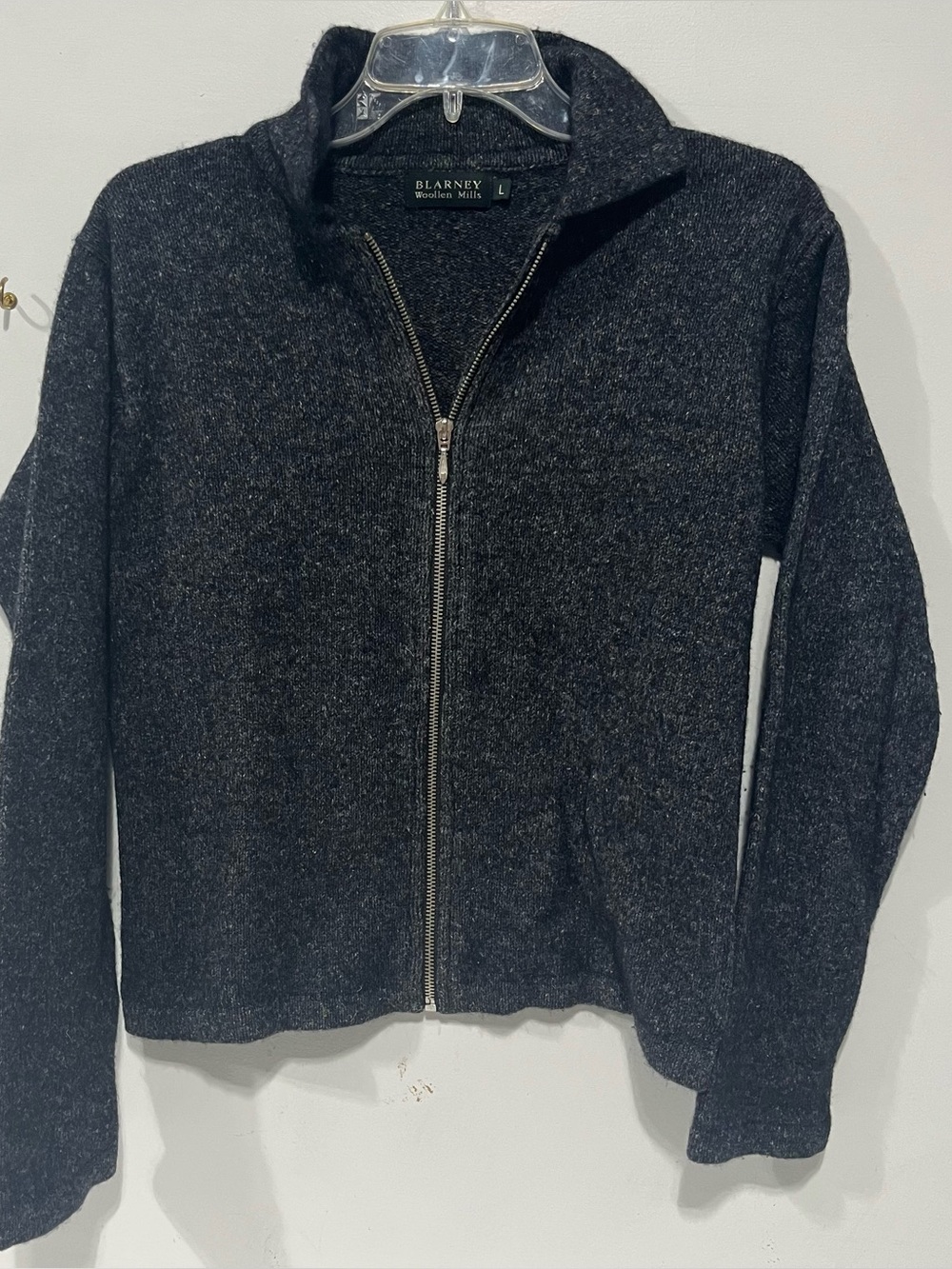 Blarney Woolen Black/Gray Zip-Up Women's Sweater - Cabincore